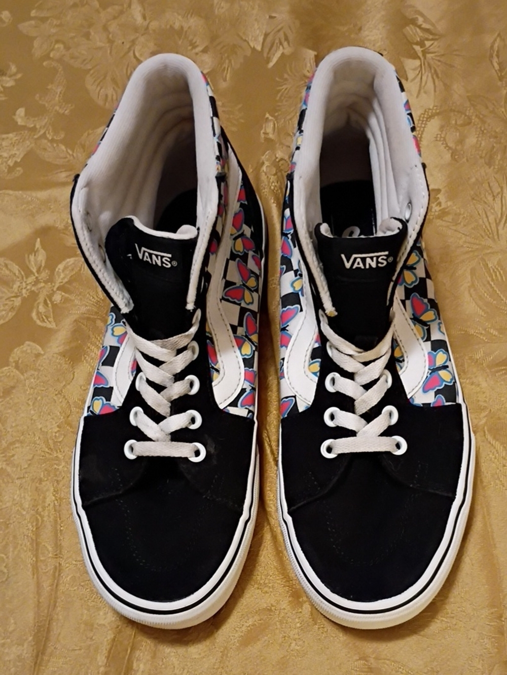VANS Black High-Top with Colorful Butterfly'sHeart Pattern Women's 9.0 Men's 7.5 - Picture 3 of 9